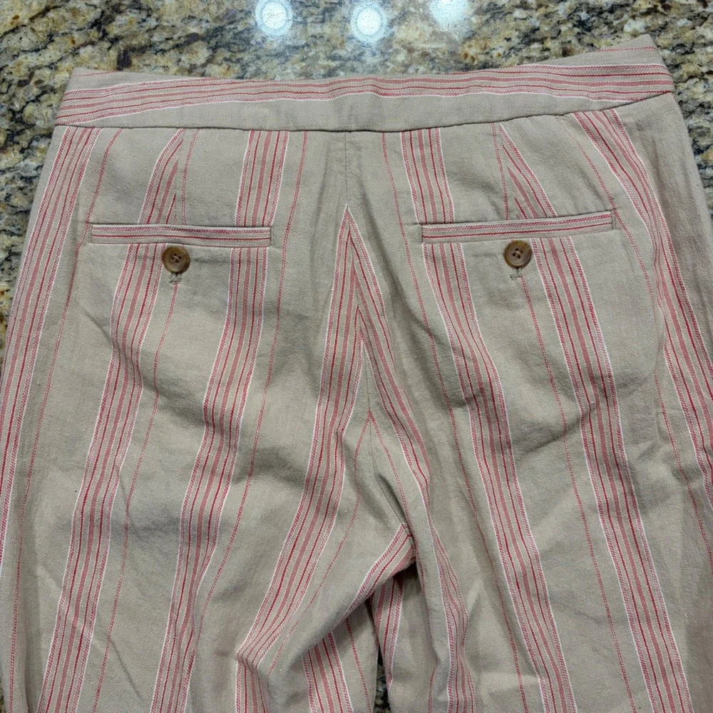 Banana Republic Avery Striped Tailored Trousers Tan Red Size 2 Womens Pants ws